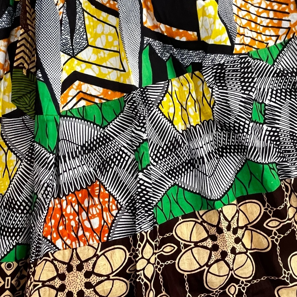 Vibrant Multicolor Patchwork Print Maxi Skirt Ful… - image 2
